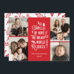 Cartão De Festividades Foto Collage Thrill Of Hope Photo Christmas Red<br><div class="desc">Este Cartões de foto de Natal apresenta uma tipografia moderna sobre um fundo vermelho brilhante - quatro modelos de fotos!</div>
