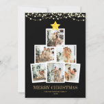 Cartão De Festividades Foto Collage Tree Black String Luzes Natal<br><div class="desc">Árvore de Colagem de Fotografias A Corda Preta acende o Cartão Feriado de Natal.</div>