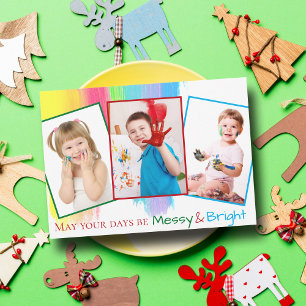 Cartão De Festividades Foto Colorida da Família Natal Foto Grátis Brilh