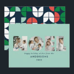 Cartão De Festividades Foto colorida e brilhante Noel Natal geométrica 4<br><div class="desc">Divertimento alegre e colorido Noel Christmas — tipografia geométrica de 4 fotos de design. Pista vermelha,  verde,  azul marinho e aqua.</div>