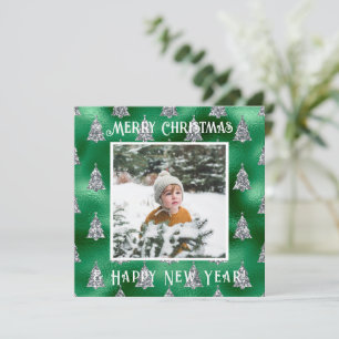 Cartão De Festividades Foto com Brilho Metálico Feliz Natal