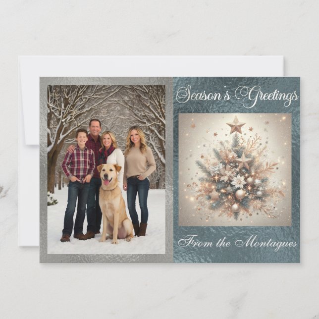 Cartão De Festividades Foto com Design de Natal Pearl (Frente)