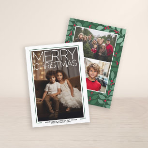 Cartão De Festividades Foto com enorme Feliz Natal - fundo botânico