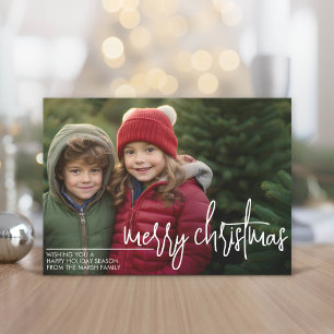 Cartão De Festividades Foto com enorme FELIZ NATAL  - Xadrez Verde Vermel