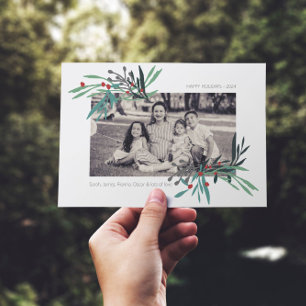 Cartão De Festividades Foto com motivos botânicos ilustrados
