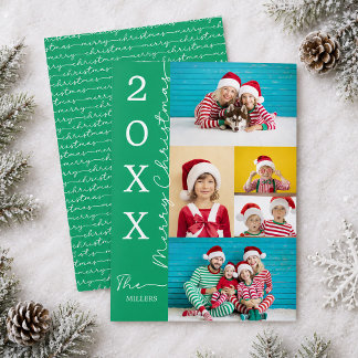 Cartão De Festividades Foto com Tipografia de Natal Feliz em Verde
