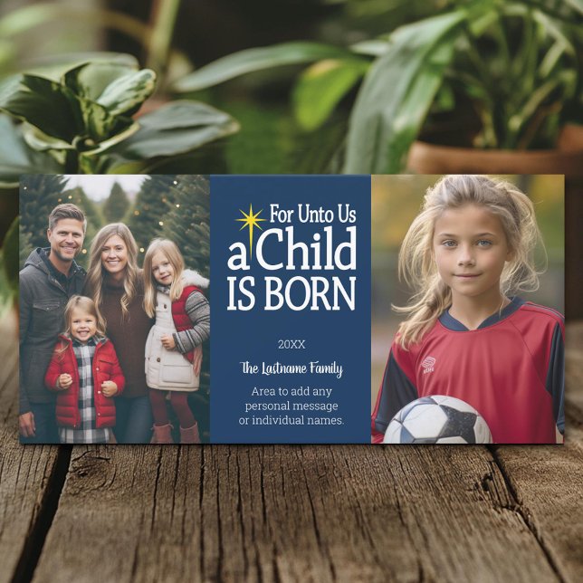 Cartão De Festividades Foto cristã - Pontos azuis de Natal (Create A Personal Holiday Photo Card)