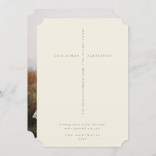 Cartão De Festividades Foto Cruzada de Escritura de Creme Elegante