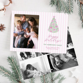 Cartão De Festividades Foto da Árvore de Natal com Laços Desenhados à Mão