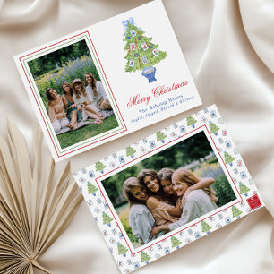 Cartão De Festividades Foto da Árvore de Natal de Mahjong em Aquarela