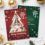 Cartão De Festividades Foto da árvore de Natal Dourada com flocos de neve<br><div class="desc">Cartão de Férias de Árvore de Natal Dourado com Flocos de Neve Personalizados</div>