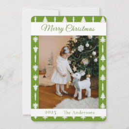 Cartão De Festividades Foto da árvore de Natal verde e branca 