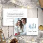 Cartão De Festividades Foto da Atualização Anual da Família Winter Blue W<br><div class="desc">Cartão de Férias de Natal Azul Floresta de Inverno Rustic Landscape Anual Family Update. Feliz Natal anual Atualização da família com uma bela paisagem rústica de inverno em cores azul e branca. Na moda e design elegante. Uma foto.</div>