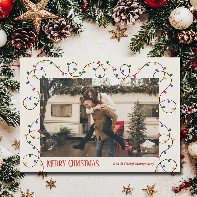 Cartão De Festividades Foto da cadeia de luz natalícia (Christmas light strand photo holiday cards - INSTANT DOWNLOAD and/or PRINTED)