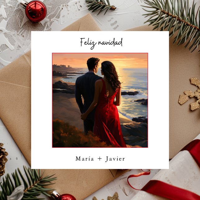Cartão De Festividades Foto da Caligrafia Elegante Feliz Navidad Espanhol (Criador carregado)