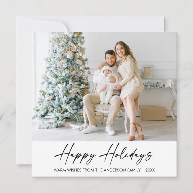 Cartão De Festividades Foto da Caneta de Tinta Elegante Moderna (Frente)