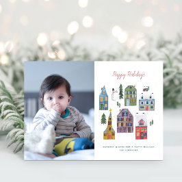 Cartão De Festividades Foto da Cena da Vila de inverno