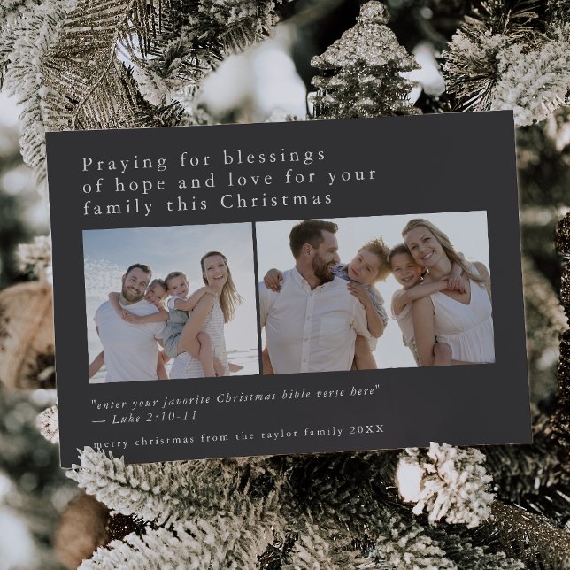 Cartão De Festividades Foto da Cinza EMELIA Citações de Bíblia Exclusivas (EMELIA Gray Photo Unique Bible Quotes Christmas Holiday Card)
