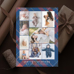 Cartão De Festividades Foto da Colagem de Natal Merry Xadrez Retro<br><div class="desc">9 áreas de fotos em várias orientações com fundo de xadrez inspirado retroativamente,  saudação de estilo retrô "natal alegre"; adicione uma mensagem ao verso ou mais fotos,  se desejar.</div>