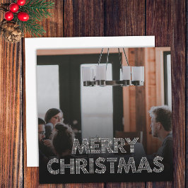 Cartão De Festividades Foto da Equipe Preto e Branco Feliz Natal Negócios