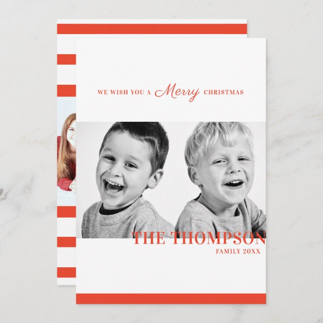 Cartão De Festividades Foto da faixa vermelha do doce de Natal 2 (Frente/Verso)