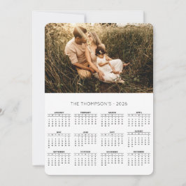 Cartão De Festividades Foto da Família 2026 Calendário 12 Meses Mês Mês