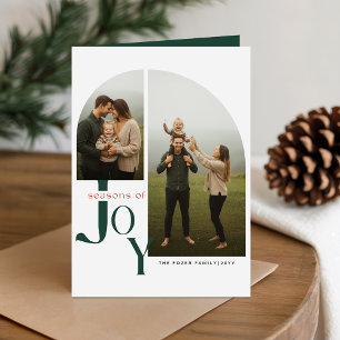Cartão De Festividades Foto da Família Arco Elegante Natal Doblada