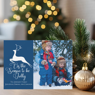 Cartão De Festividades Foto da família azul Esta é a estação para ser