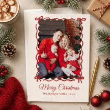 Foto da Família Caprichosa com Laço Vermelho Natal