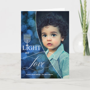 Cartão De Festividades Foto da família Chanucá Light e Love