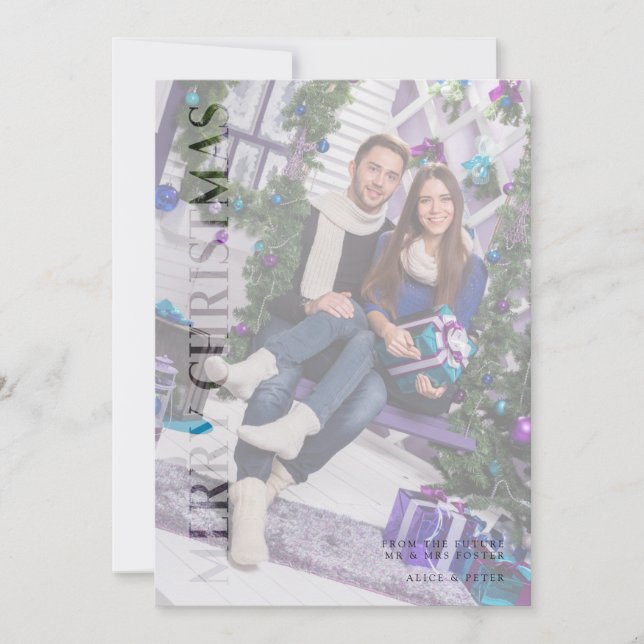 Cartão De Festividades Foto da família com efeito de transparência Feliz  (Frente)