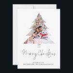 Cartão De Festividades Foto da família de árvores Calendário 2026 Feliz N<br><div class="desc">Foto da família em uma máscara em forma de árvore 2025 Script de calendário Feliz Natal. Celebre a temporada em estilo com este cartão de Natal fotográfico moderno com sua própria imagem enquadrada em uma festiva forma de árvore de Natal! Este design de cartão de feriado minimalista coloca sua foto...</div>