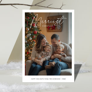 Cartão De Festividades Foto da Família de Bebês de Natal Minimalista