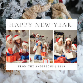 Cartão De Festividades Foto da família de Felizes anos novos modernos ele