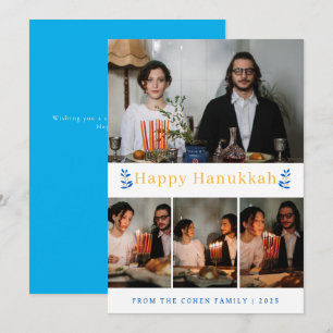Cartão De Festividades Foto da família de Hanukkah feliz minimalista e el