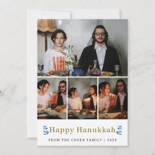 Cartão De Festividades Foto da família de Hanukkah feliz minimalista e el