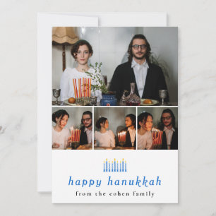 Cartão De Festividades Foto da família de Hanukkah feliz minimalista e el
