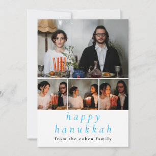 Cartão De Festividades Foto da família de Hanukkah feliz minimalista e el