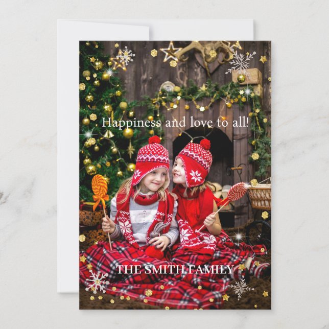 Cartão De Festividades Foto da família de Natal (Frente)