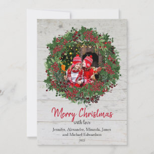 Cartão De Festividades Foto da família de Natal Feliz