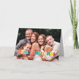 Cartão De Festividades Foto da família de Natal Feliz e divertido Hippie 