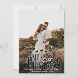 Cartão De Festividades Foto da família de Natal feliz moderno Tartan