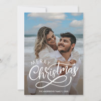 Foto da família de Natal moderno Nome Dourado Hol