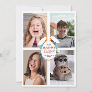 Cartão De Festividades Foto da família de ovos Elegante de felz pascoa La