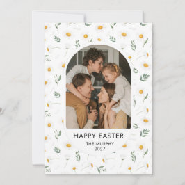 Cartão De Festividades Foto da Família de Páscoa Floral Oval Colorida Ele