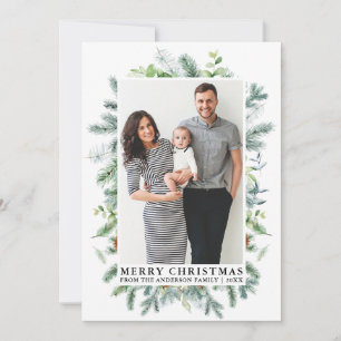 Cartão De Festividades Foto da família de quadros de pinheiro Elegante W