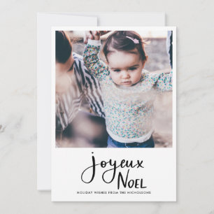 Cartão De Festividades Foto da família de scripts minimalista do Joyeux N