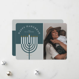 Cartão De Festividades Foto da Família de Velas Feliz Hanukkah Modern Men