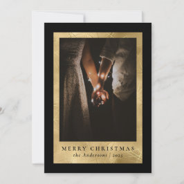 Cartão De Festividades Foto da família Dourada de Natal na moda Moderna