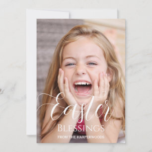 Cartão De Festividades Foto da família Easter Eggs, Bênçãos de Páscoa Ele